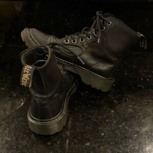 DR. MARTENS UK BRAND “Luana” Black 7-Eye Leather Combat Utility Boots Size 6 UK4